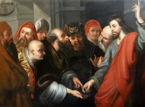 19th century Continental School Jesus in the temple 28.5 x 40.5in.